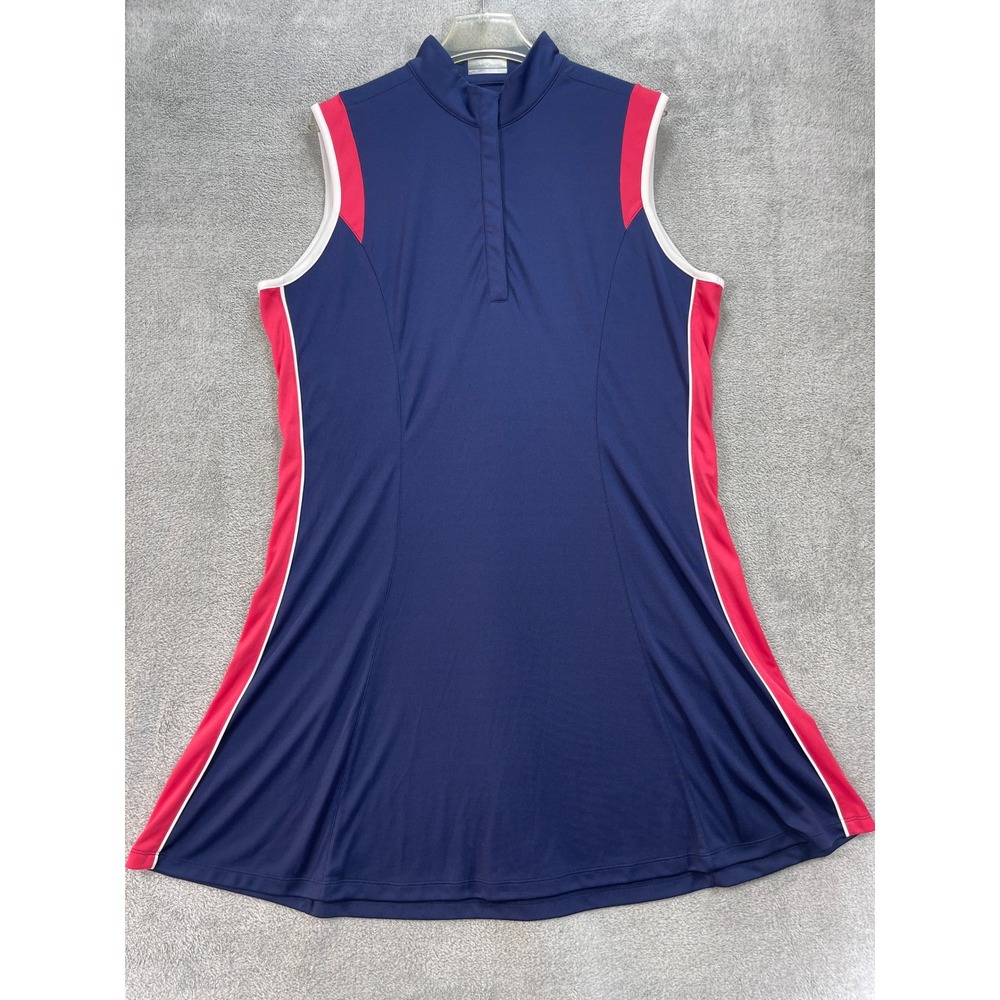Callaway Golf Dress Women XXL Blue Opti-Dri Sleeveless Quarter Zip Colorblock